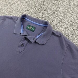 Alan Paine Polo Shirt Mens M Blue Knit Cotton Short Sleeve Casual Golf Preppy